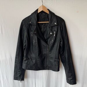 Max Studio Black Leather Moto Jacket